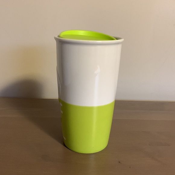 Starbucks “Dot Collection” Half Full Green and White Ceramic To Go Mug - Picture 3 of 8